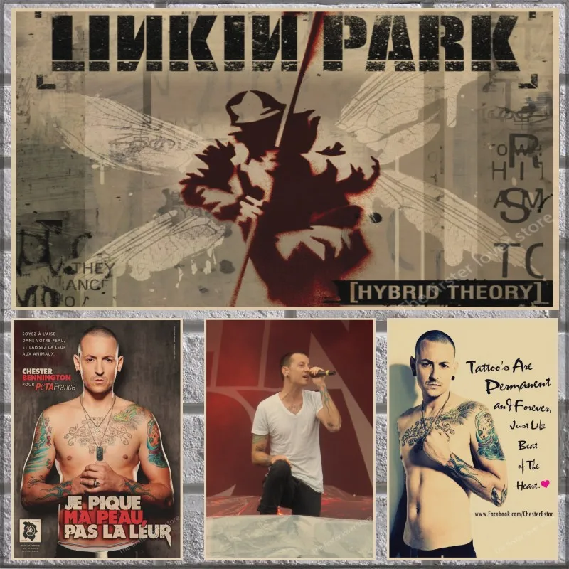 

Music Posters LINKIN PARK Kraft Paper Retro Rock Posters European and American Music Star Decorative Painting part 2