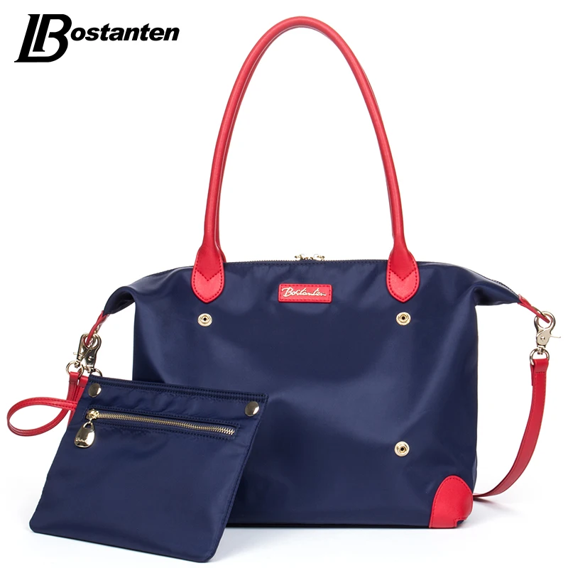 Bostanten Ladies Handbags Nylon Casual Tote Blue Panelled Zipper
