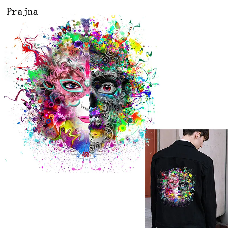 

Prajna Double Face Stickers For Clothing Iron on Printed Angels and Demons Transfer On Cloth Punk Thermal Transfer Accessory F