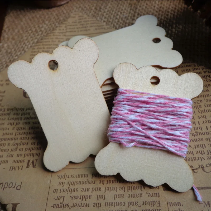 

25pcs Wooden Blank Thread Ribbon Twine Spool Bobbin Bookmark Gift Tag DIY Creative Note Price Lable Hang Tag 4.1x5.4cm