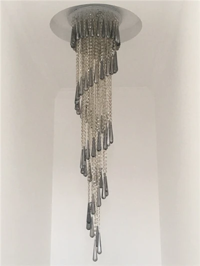 crystal in Smoky FUMAT Современный Люстра светильник ing лестница светодиодный K9 кристалл светильник светодиодный светильник подвесной Роскошный блеск рождественские украшения для дома - Цвет абажура: crystal in Smoky