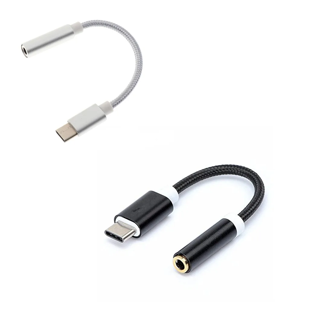 2 Pieces Nylon Braided USB 3.1 Type C to 3.5mm Female Headphone Jack Audio Adapter Cable for New Macbook , Oneplus