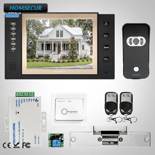 

HOMSECUR 8" Video Door Phone Intercom System Electric Strike Lock Set Included TC021-B + TM801R-B