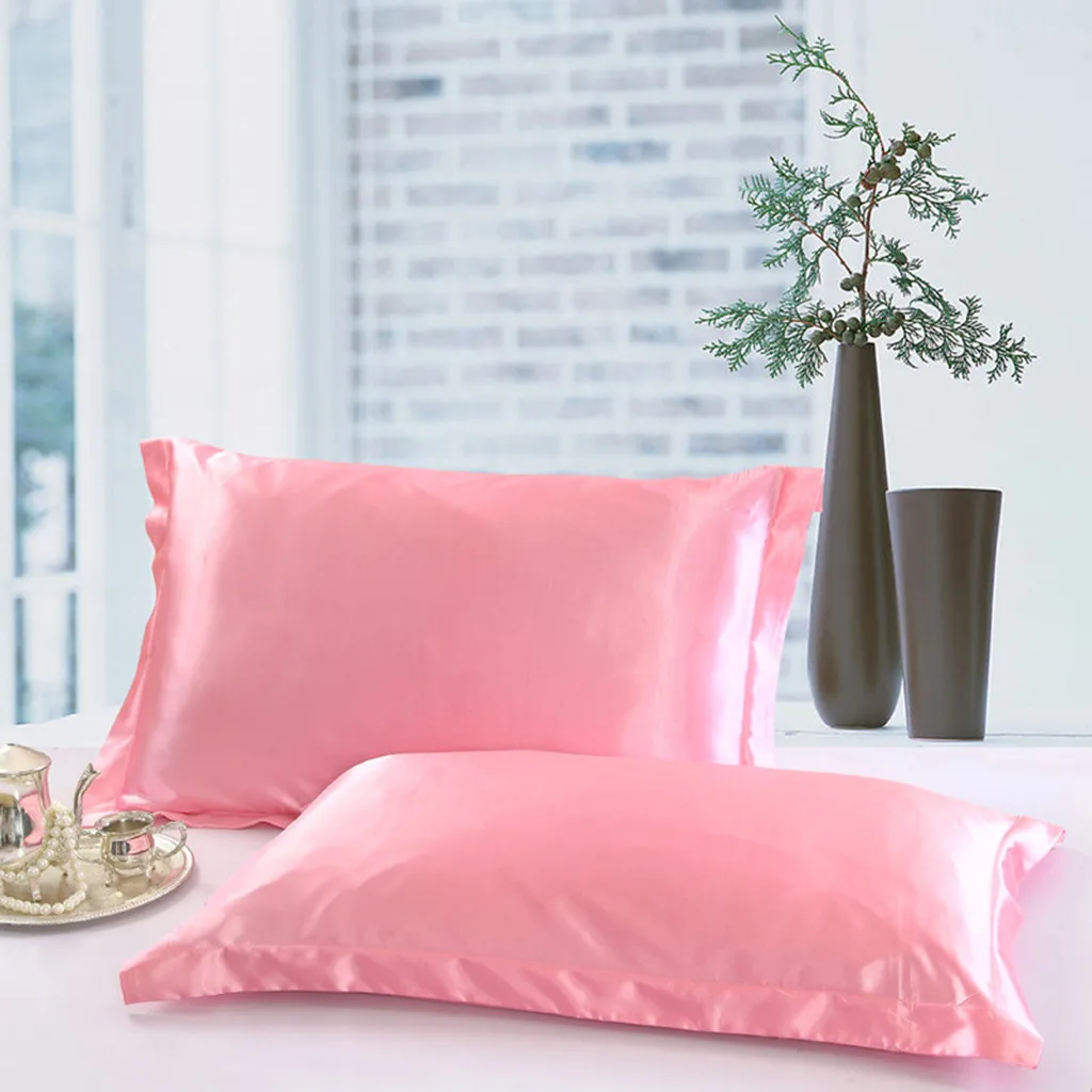

Solid Pillow Case Queen Standard Satin Bedding Pillowcase Smooth Silk Home Gift Satin Pillow Case Bedding Pillowcase Smooth Home