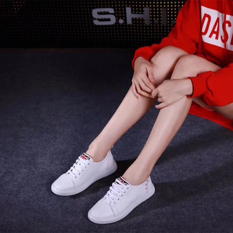 Women Sneakers Fashion Breathble Vulcanized Shoes Genuine leather Platform Lace up Casual White Tenis Feminino Zapatos De Mujer