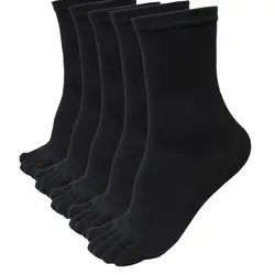 5 пар осень-зима теплые хлопковые носки unisx Для мужчин Для женщин пять пальцев ног Носки для девочек черный эластичный упражнение до колена