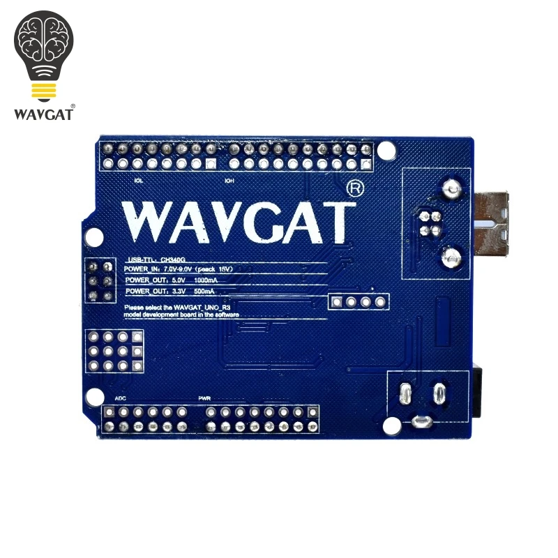 Плата WAVGAT UNO R3 MEGA328P CH340G для Arduino совместимая без USB кабеля MEGA 2560.|Интегральные
