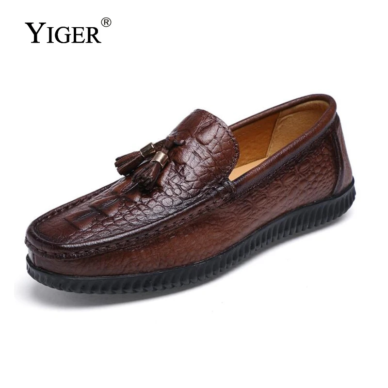 

YIGER New Man Boat shoes Breathable Slip-on Men Loafers Genuine Leather Men Driving shoes Fashion Lazy shoes Free shipping 0136