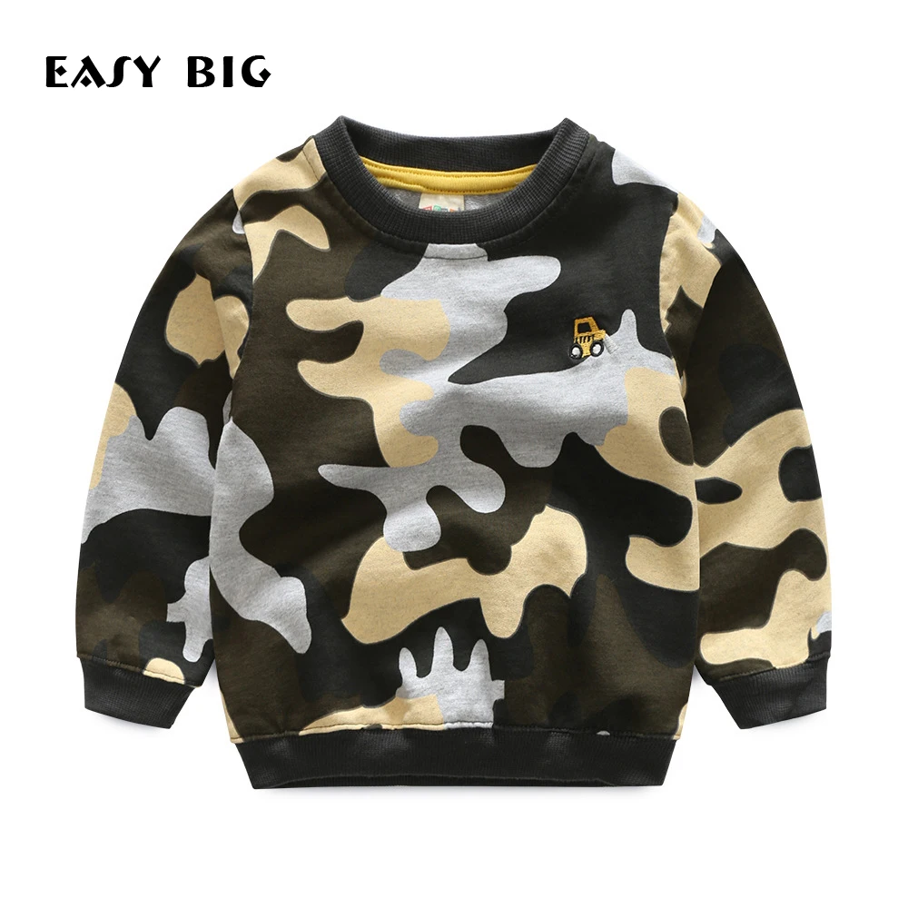 

EASY BIG Spring Autumn 100% Cotton Long Sleeve Children Sweatshirts For Boys Soft Pullover Top Shirts Kids Jerseys CC0121