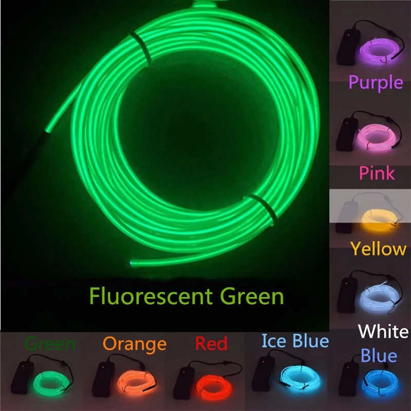 2m 3m 5M Waterproof Battery Powered Led String Flexible Neon Light Glow EL Wire Rope Tape Cable Shoes Clothing Car wedding 2m 3m 5M Waterproof Battery Powered Led String Flexible Neon Light Glow EL Wire Rope Tape Cable Shoes Clothing Car wedding