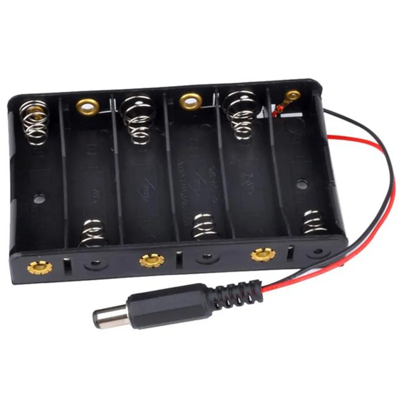 

New 6 x AA Battery Case Storage Holder With DC2.1 Power Jack For Arduino 6 x AA Battery Case Storage Holder