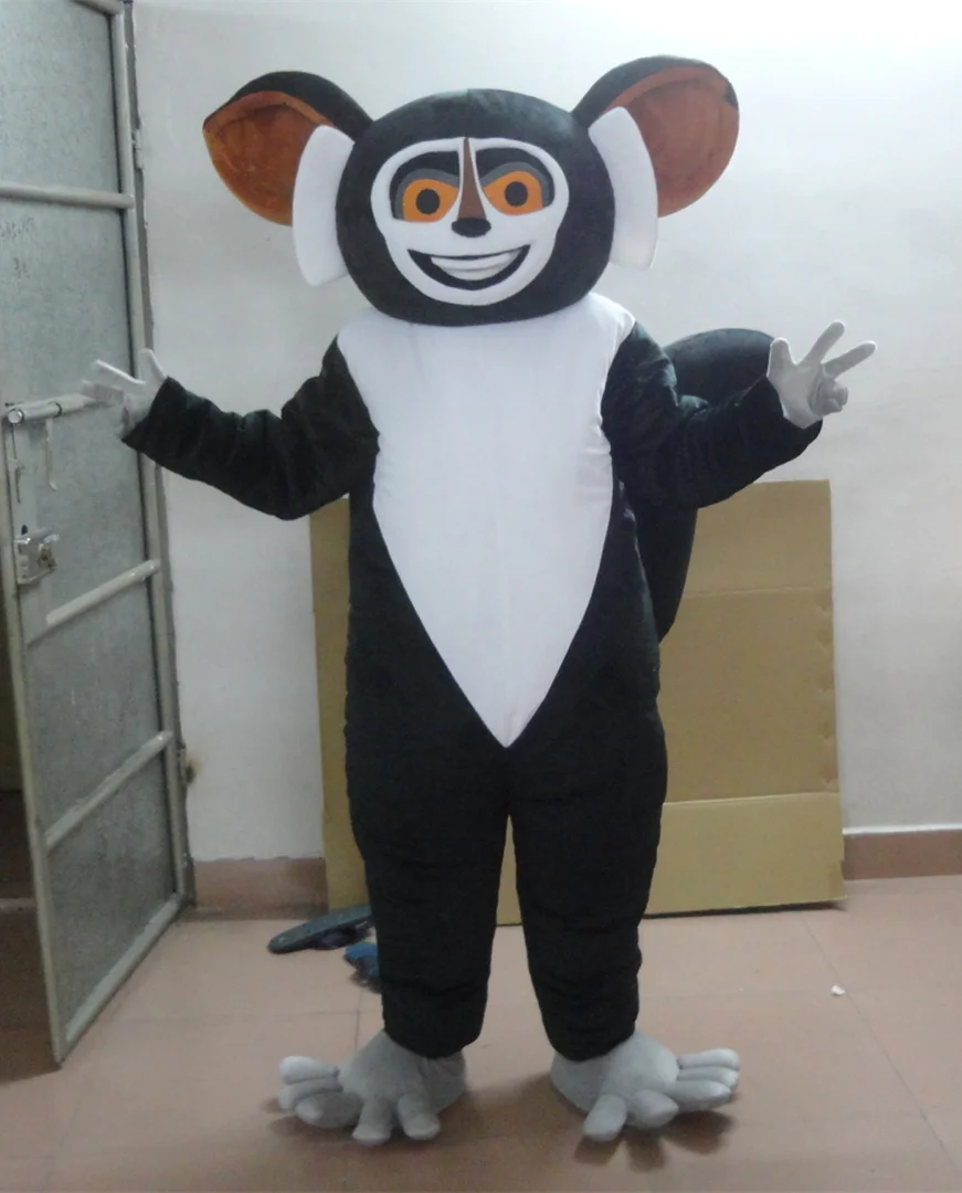 

Black Koala Mascot Costume With Black Round Big Nose Big Head Black Short Arms Legs Adult Size Holiday special clothing