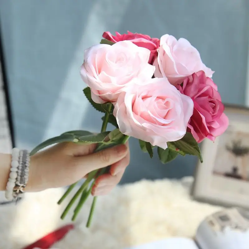 roses artificial peony flower wedding bridal bouquet  (2)