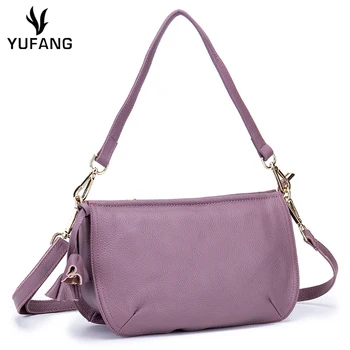 

YUFANG 100% Genuine Leather Female Shoulder Messenger Bag Women Handbags Casual Mother Bag Candy Color Ladies Crossbody Bag