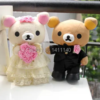 

30cm bear couple bride and groom wedding cake topper gift favors for wedding card decorations