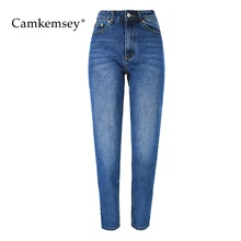 CamKemsey/модные женские свободные джинсы с высокой талией, новые высококачественные хлопковые джинсовые брюки до щиколотки