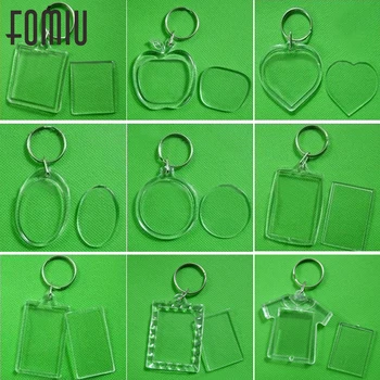 

300pcs/Lot Transparent Blank Acrylic Keychain Pictures Photos Frame Key Chain Split Ring keychain Gift Rahmen Keyrings Gift