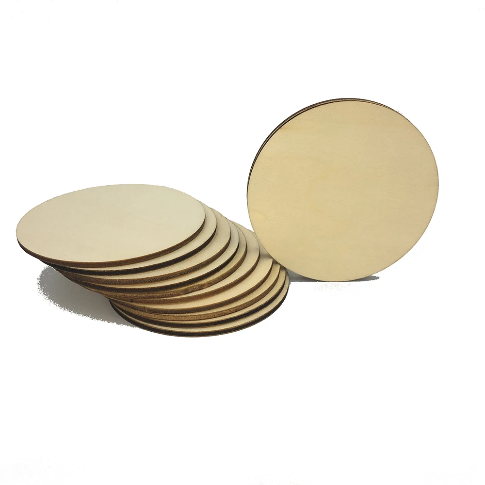 100pcs 80mm 3.14inch Big Size Unfinished Round Wood Slices Embellishments MDF Wooden Cutout for Cardmaking Art Wedding Decor