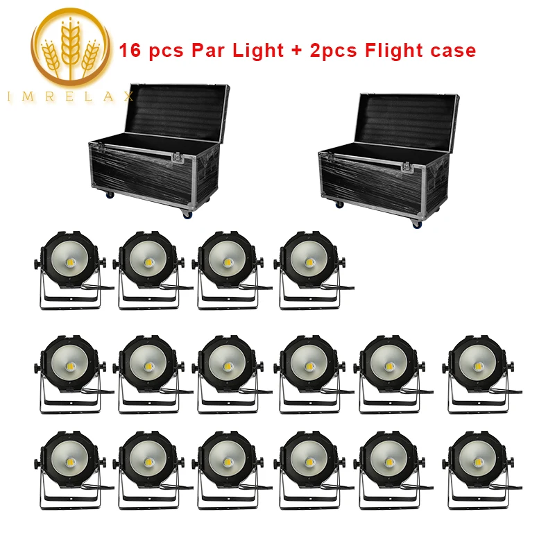 

IMRELAX 16pcs High Power 200w COB LED Par Light With Flight Case Package For Birthday Party Wedding Bar Club Home Christmas
