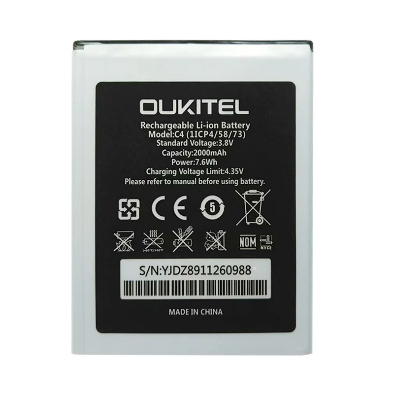 

1pcs 100% Tested New high quality 2000mAh Oukitel C4 Phone battery for Oukitel C4 C 4 mobile cellphone Battery +track code