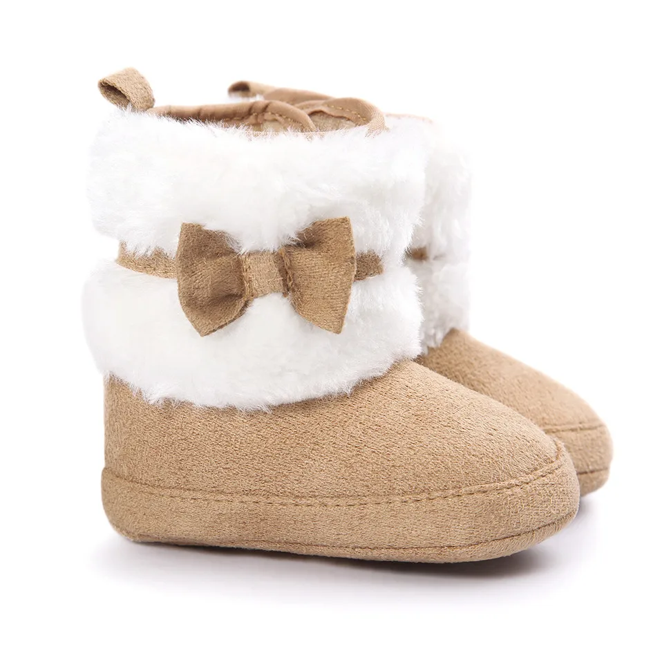 0-18 месяцев, Зимние ботиночки, теплые ботинки для малышей, девочек и мальчиков, Нескользящие флисовые ботинки с бантом, шерстяная зимняя обувь для детской кроватки, первые ходунки
