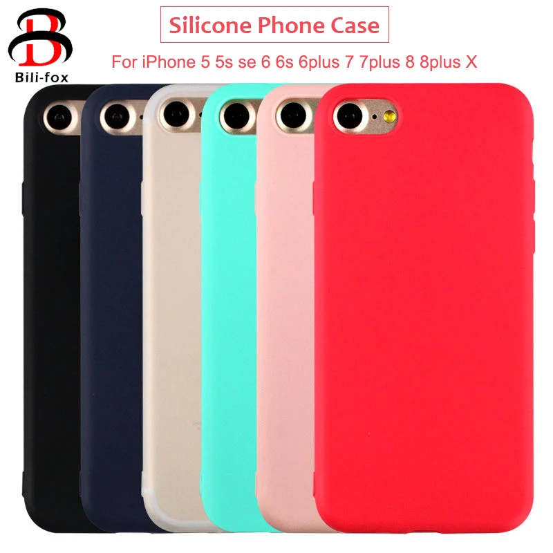 

Silicone Phone Case For iPhone 8 7 6 Plus 5 SE Case Durable Colorful Soft TPU Cover for iPhone 6 7 Plus Cover Full Protection