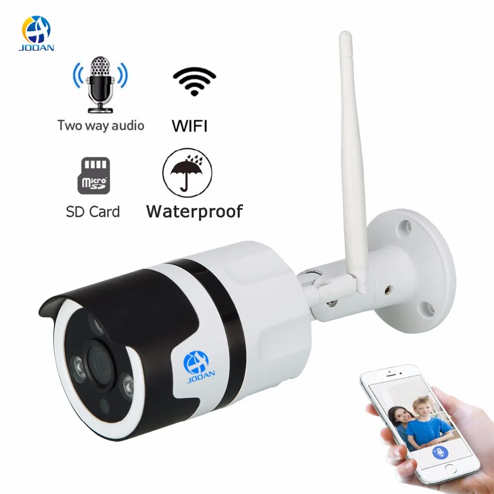 JOOAN Wireless IP Camera 1-Megapixel 720P Wireless Security Outdoor Bullet Built-in 16GB Micro SD Card, Night Vision 65-100ft