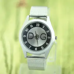 Reloj Mujer Новый бренд dqg Роскошные металлической сеткой Повседневное кварцевые часы модные простые женские Часы Relogio feminino часы Лидер продаж