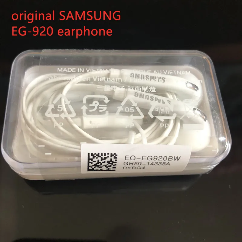 100% оригинальные наушники samsung EG 920 стерео звуковые Mic Регулятор громкости для Galaxy