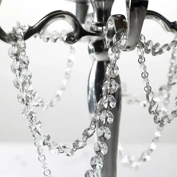 

50m/lot Clear Acrylic Crystal Octagonal Bead Curtain Garland Strands DIY Craft Hanging Ornament for Wedding Party Supplies