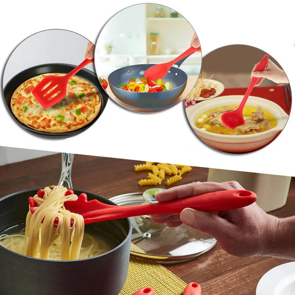 Kitchen Silicone Non-stick Cooking Spoon Spatula Ladle Egg Beaters Utensils Dinnerware Set Cooking Tools Accessories Supplies Kitchen Silicone Non-stick Cooking Spoon Spatula Ladle Egg Beaters Utensils Dinnerware Set Cooking Tools Accessories Supplies