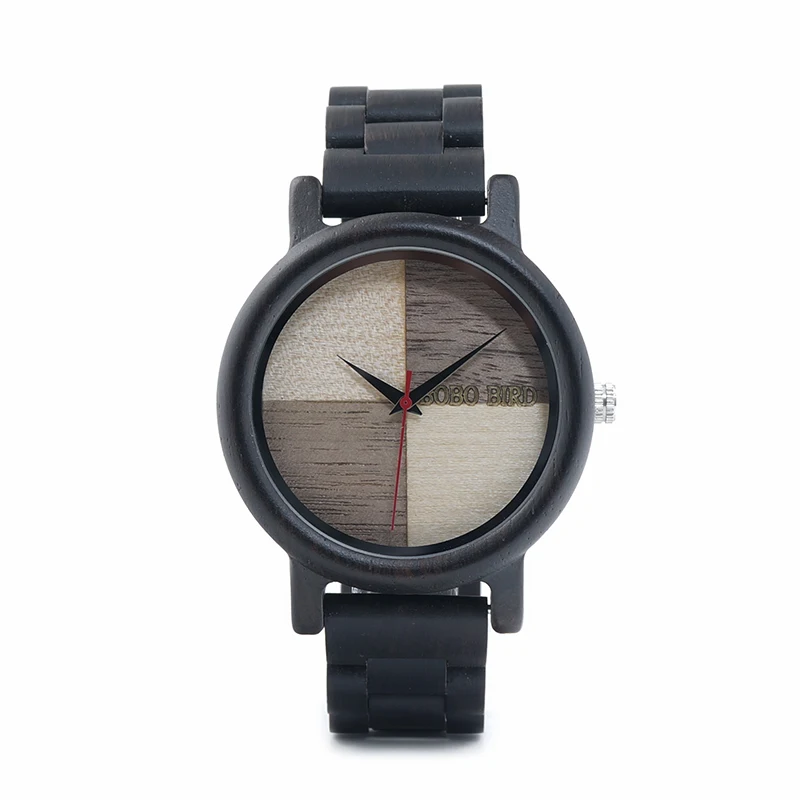 BOBO BIRD Wooden Watch Men Ebony Wood Timepieces Quartz Watch For Men Women Accept Logo Customize Drop Shipping W-N07