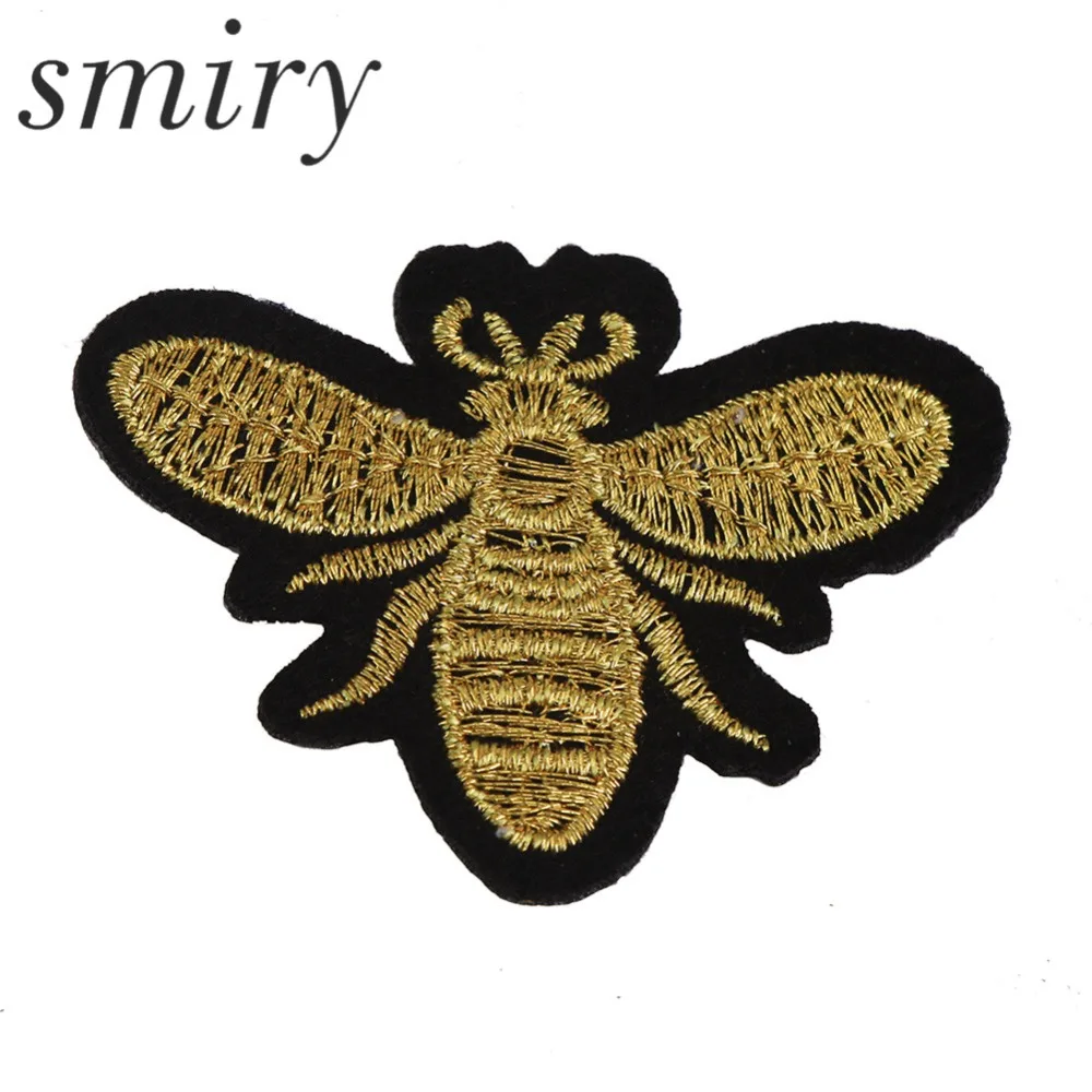 

smiry 1Pcs 5.4*4.3cm Sew On Patches Clothes DIY Gold Bee Embroidered Patches For Clothing DIY Fabric Badges Sewing Patches