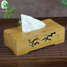 8 tipos de cubierta de caja del tejido cajas de pañuelos de bambú natural con tallas de almacenamiento nuevo creativo sostenedor de la servilleta toalla de papel de madera de la vendimia