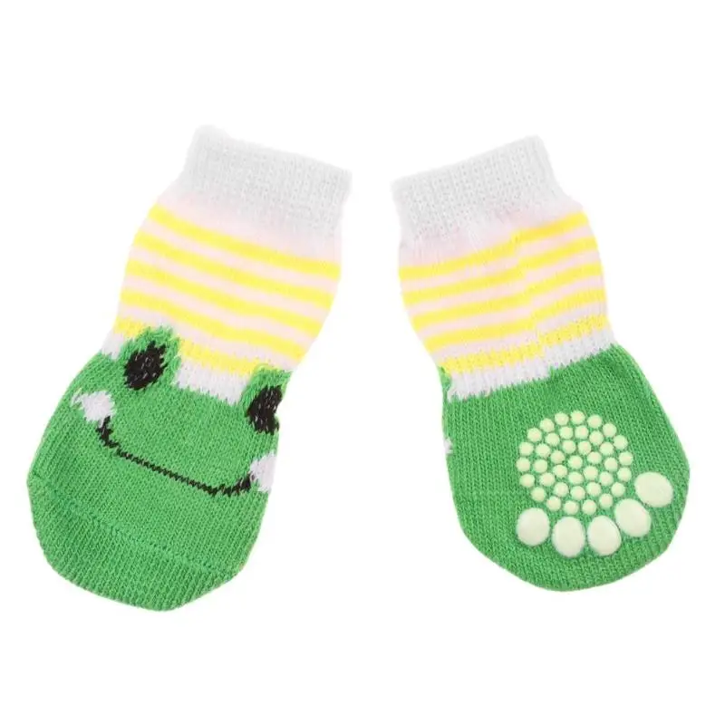 4pcs Non-Slip Pet Socks Dog Foot Cover Teddy Socks Cute Pet Rubber Bottom Anti-Slip Socks Dog Supplies