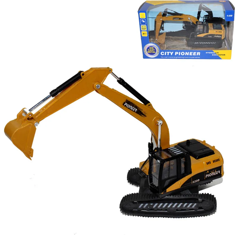 

1:50 Alloy Plastic Excavator with Light Music Model toy Rubber Track Excavator Kids toy boy Christmas gift wholesale