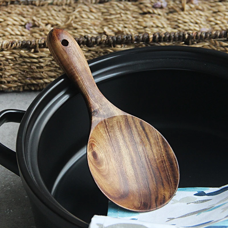 Ложка из цельного дерева, рисовая ложка, сервировочная ложка для картофеля, лопатка для риса, деревянная ложка для приготовления пищи, деревянная посуда, кухонная утварь