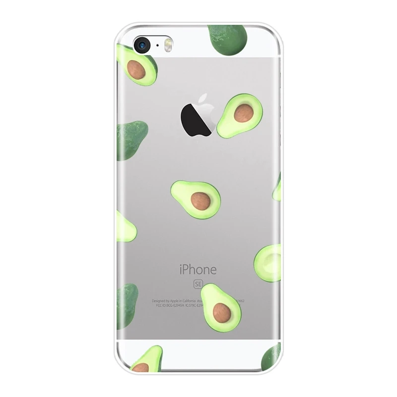 Мягкий силиконовый чехол для телефона из ТПУ для iPhone 4, 4S, 5, 5C, 5S, SE, сосна, яблоко, авокадо, банан, фрукты, лимон, задняя крышка для apple iPhone 4, 5 S