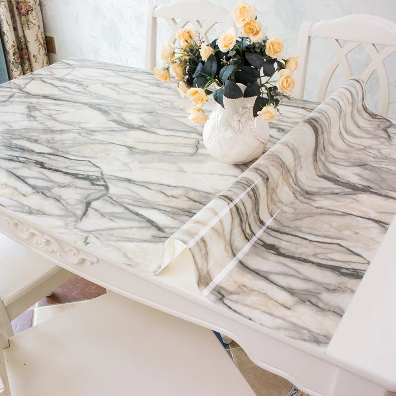 New PVC opaque Table mats Marble tablecloth Waterproof crystal sheet Color soft glass printing