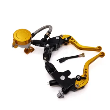 

New 7/8" 22MM Gold Universal Brake Clutch Master Cylinder Lever Set Kit Reservoir For Honda Yamaha Suzuki Kawasaki