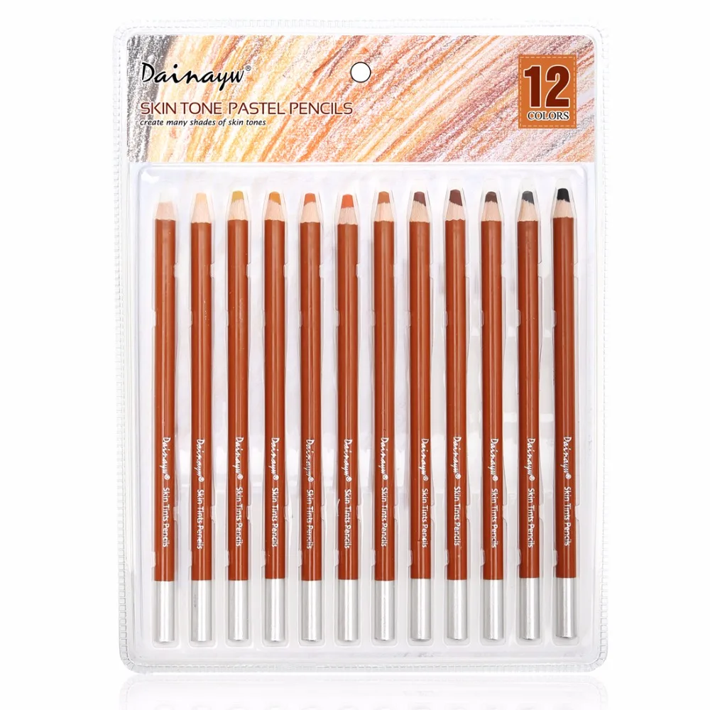 

Dainayw 12 Colors Professional Soft Pastel Pencils Wood Skin Tints Pastel Colored Pencils For Drawing School Art supplies
