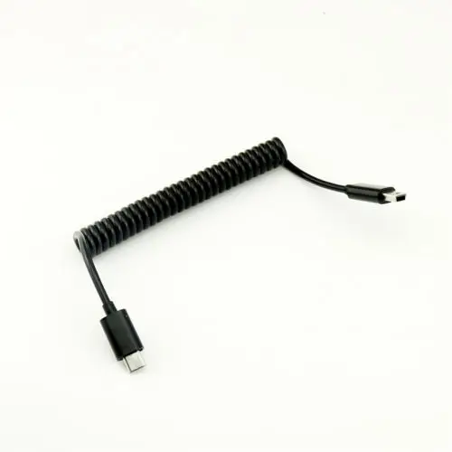 1pc 1M 3FT Spiral Coiled Micro USB B Male 5 Pin to Mini USB B Male Adapter Cable