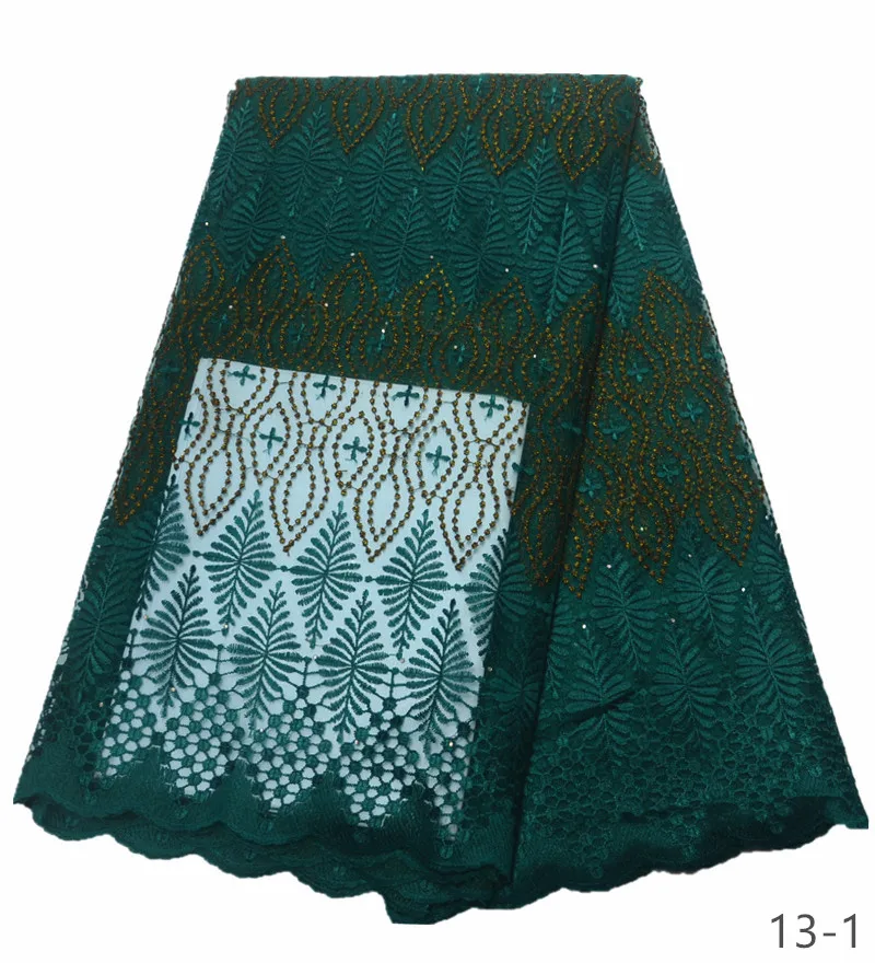 Последние темно-зеленые Африканские кружевной ткани высокое качество кружева вышивки французский нигерийские кружева с сеткой ткани, материал 13