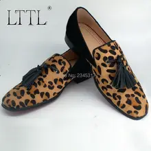 Patchwork Men Velvet Loafer Shoes 2016 Hot Sale LTTL Leopard Men Flats Fashion Tassel Casual Dress Shoes 