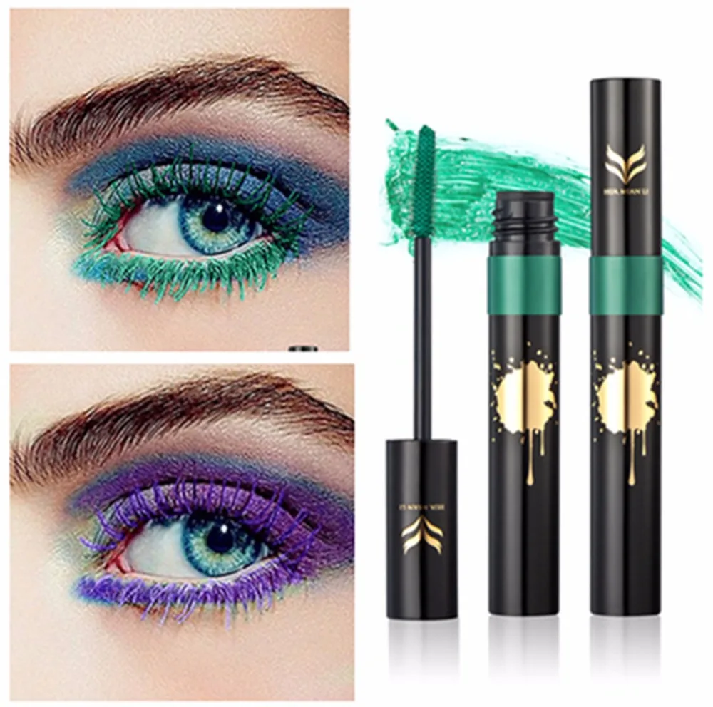 HUAMIANLI Colorful Green Blue Mascara Waterproof Lengthening Curling
