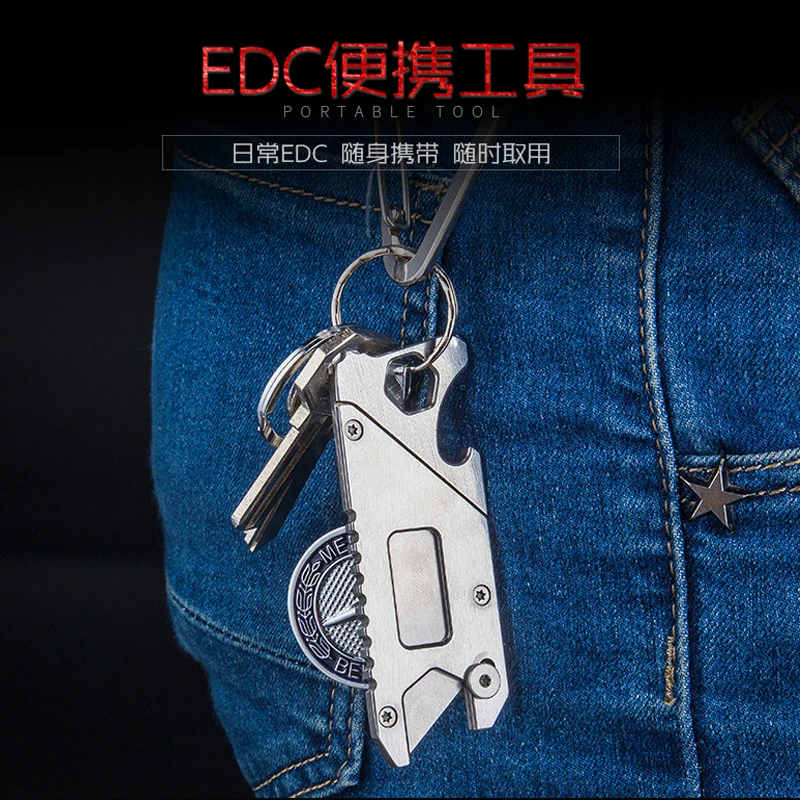 Outdoor multi-purpose opener screwdriver wrench tungsten head portable mini Paper cutting art knife EDC gadget