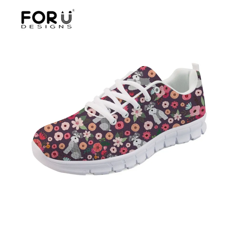 

FORUDESIGNS Ulzzang Schnauzer Printed 2018 Shoes Women Flats Breathable Chaussure Soft Walking Shoes Ladies Shoes Footwear Femme