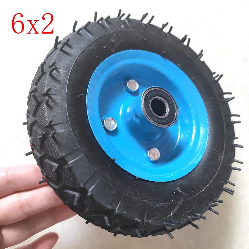 Super 6 Inch Air Wheel 6x2 Pneumatic Tire & Alloy Hub For Trolley
