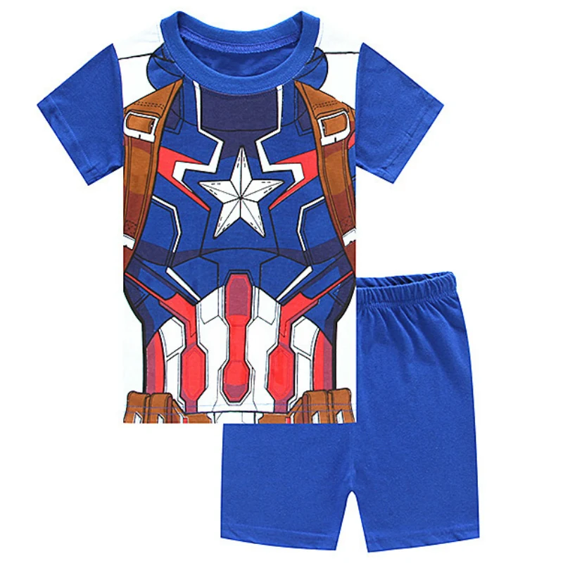 

2019 Captain America Print Clothes Kids Short Sleeve T-shirt + Short Pants for Boys Girls Clothing Set Top Tees