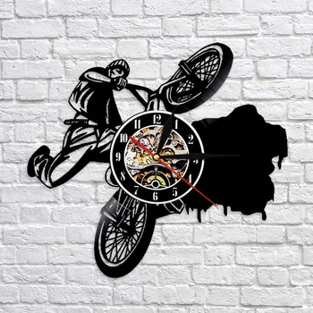 

Riding Bikes BMX Sport Clocks Dirt Bike Track Racking Vinyl Record Wall Clock Bicycle Wall Art Decor For Living Room
